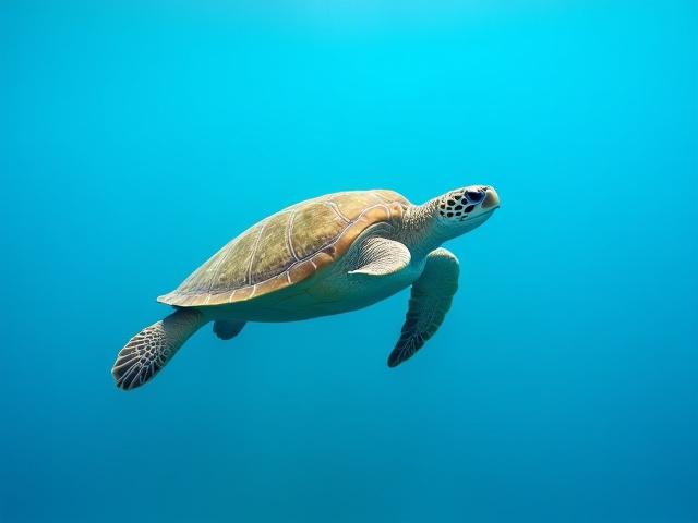 Majestuosa tortuga marina nadando grácilmente en aguas cristalinas con luz solar penetrando
